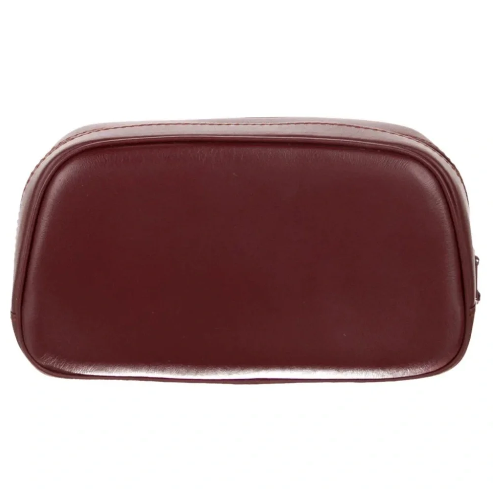 Cartier Deep Bordeaux Burgundy Leather Mini cosmetic/Toiletry Case- Pouche